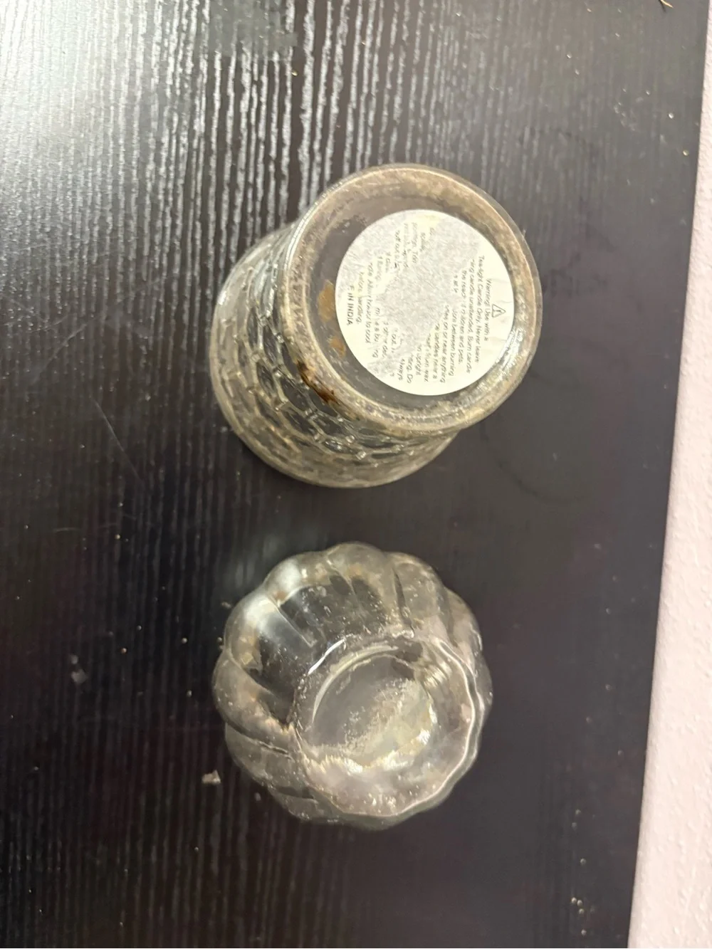 Mercury Glass Votive Candle Holders Set of 2 Rhinestone Wedding Decor